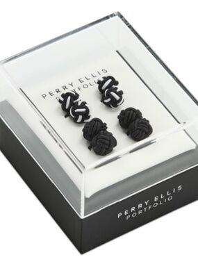 Perry Ellis Portfolio Men's Silk Knot Cufflinks - Navy NWT